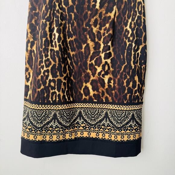 Cleo Square Neck Sleeveless Brown Leopard Print Dress Women’s Size 4 - Picture 3 of 11